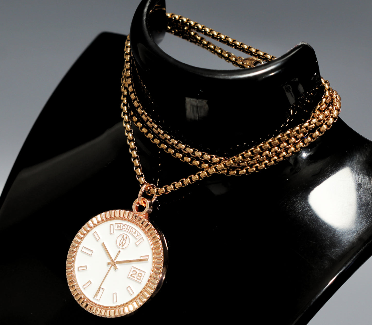 New Collection! Watchmedals PRESIDENTIAL Series Medal Necklace - Rose Gold & White