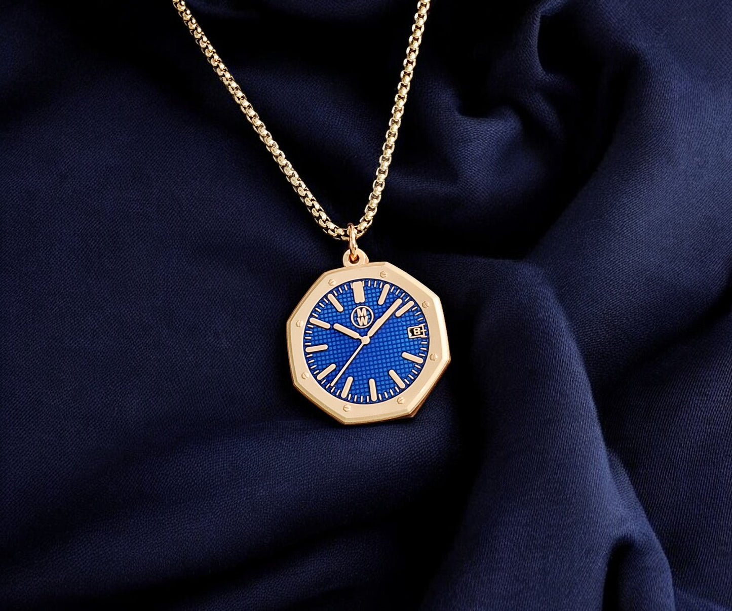 New Watch Design Necklace Pendant ROYALROSEBLUE In Original Watchmedals Box