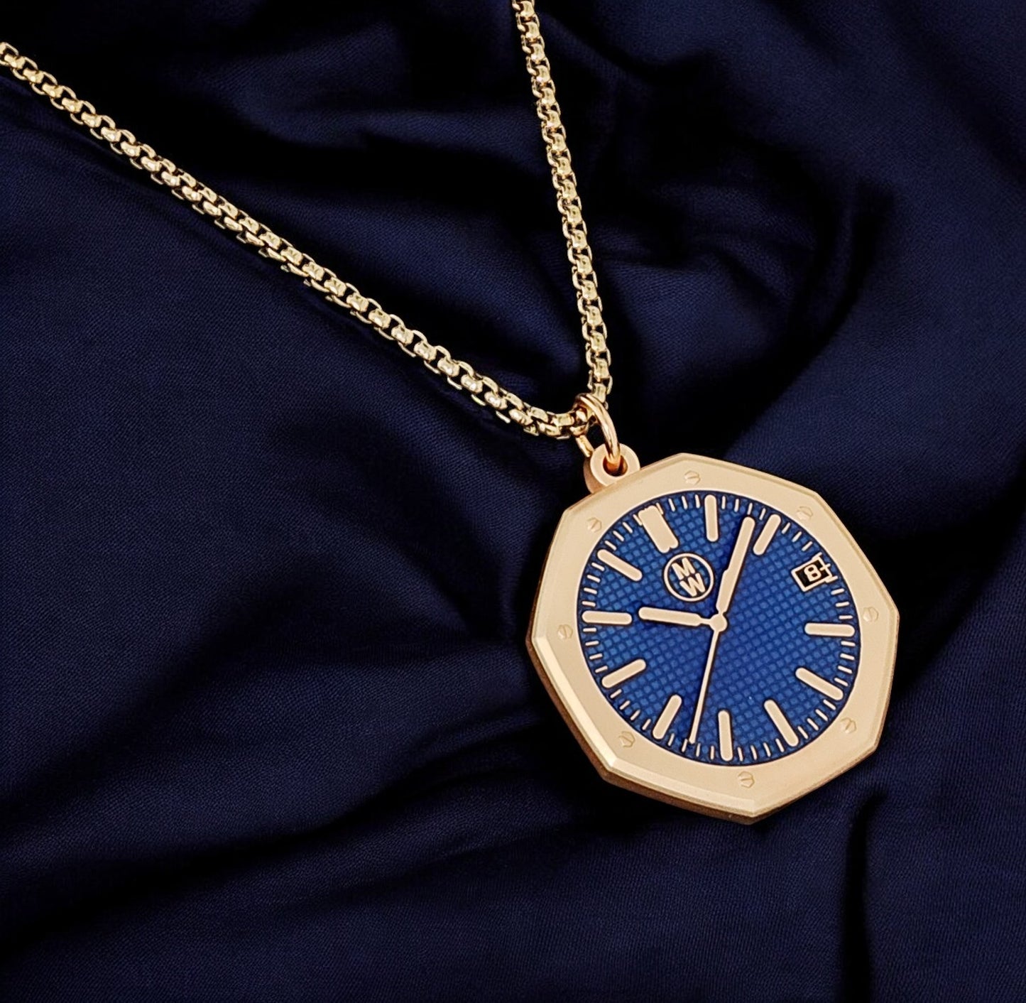 New Watch Design Necklace Pendant ROYALROSEBLUE In Original Watchmedals Box