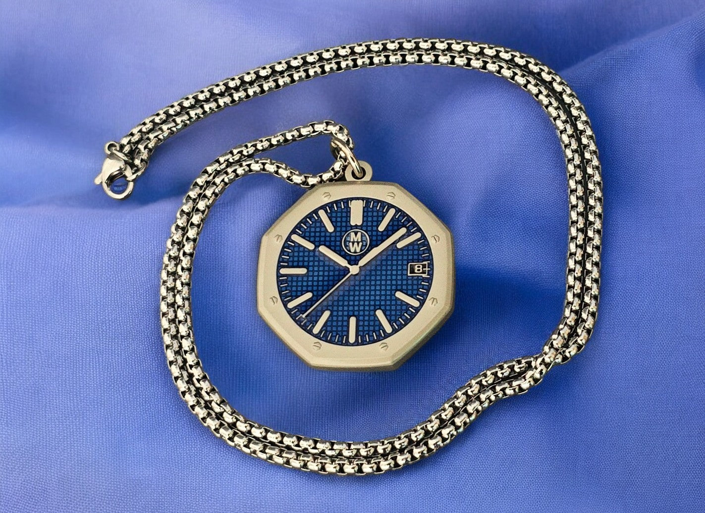 New Watch Design Necklace Pendant ROYALBLUE In Original Watchmedals Box