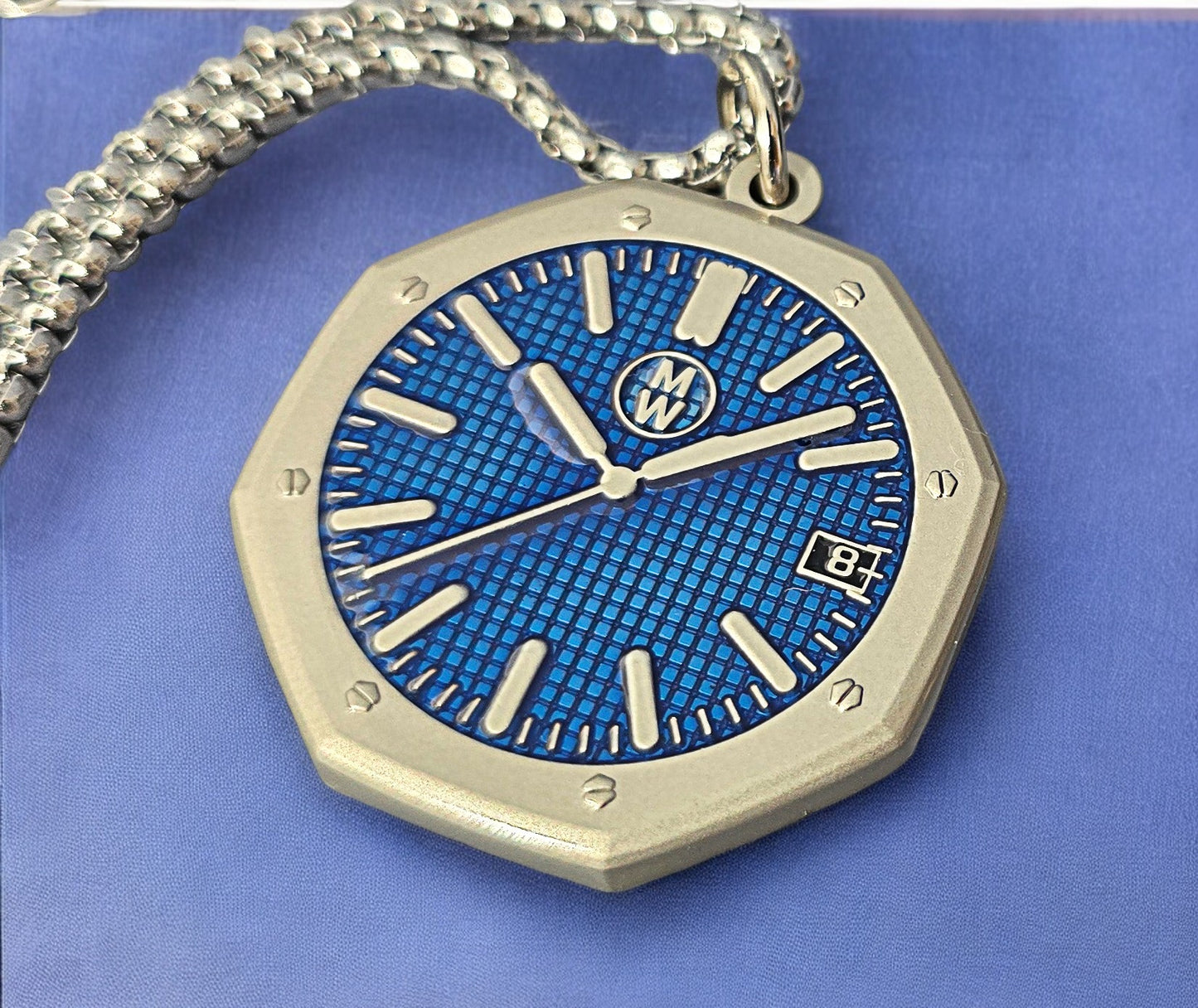 New Watch Design Necklace Pendant ROYALBLUE In Original Watchmedals Box