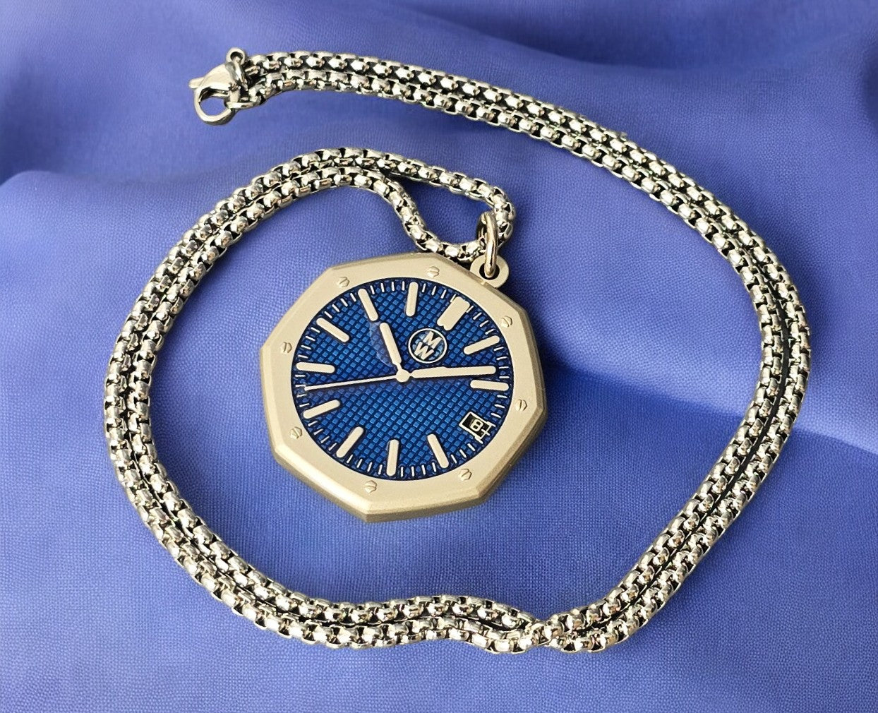 New Watch Design Necklace Pendant ROYALBLUE In Original Watchmedals Box