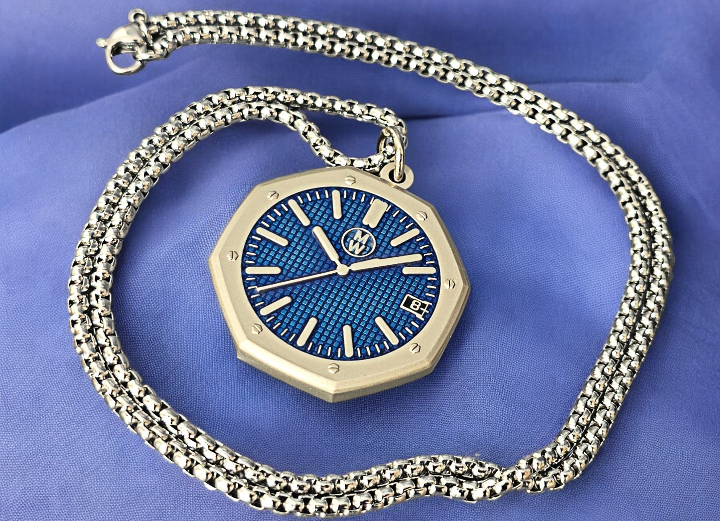 New Watch Design Necklace Pendant ROYALBLUE In Original Watchmedals Box