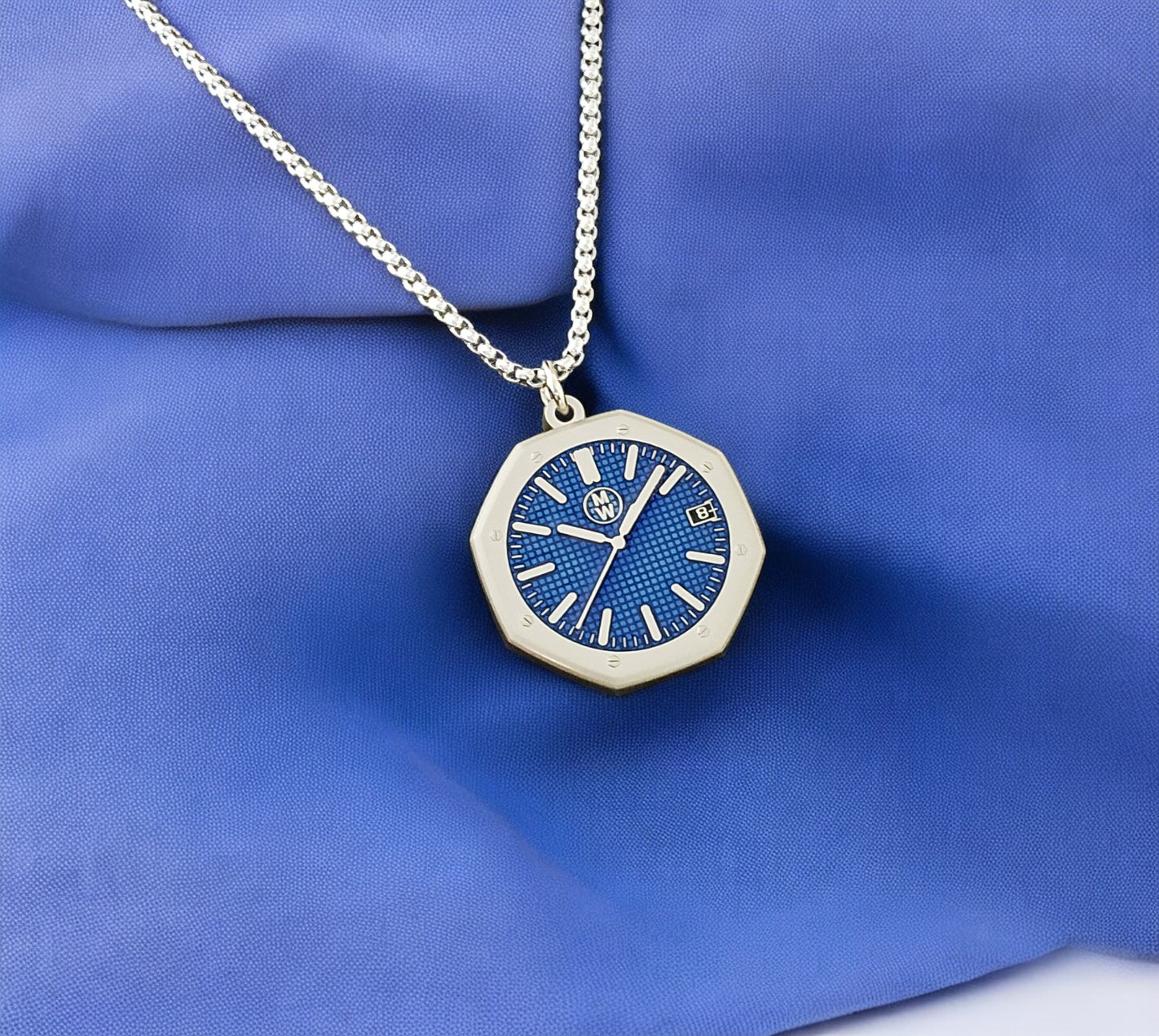 New Watch Design Necklace Pendant ROYALBLUE In Original Watchmedals Box