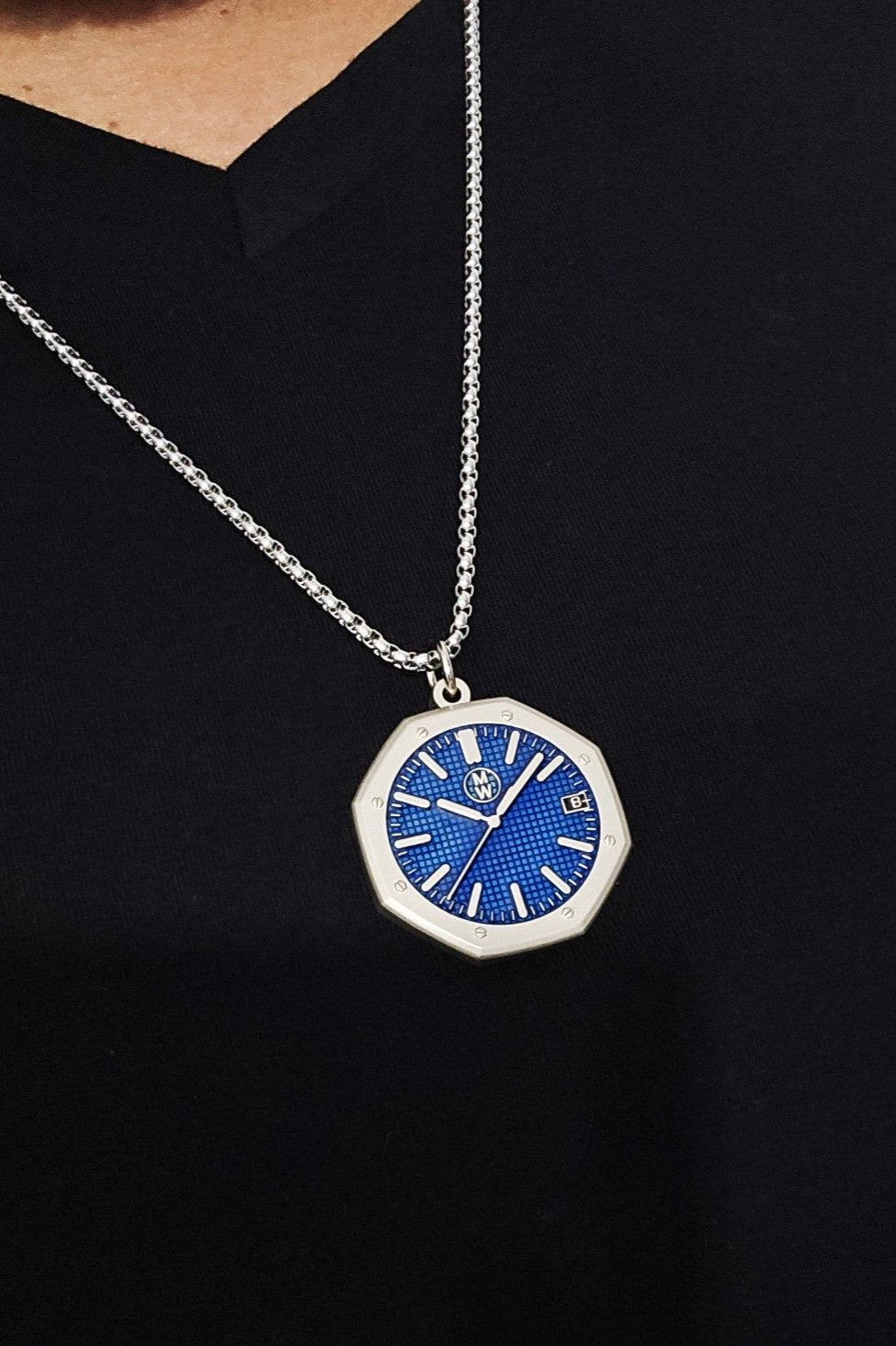 New Watch Design Necklace Pendant ROYALBLUE In Original Watchmedals Box