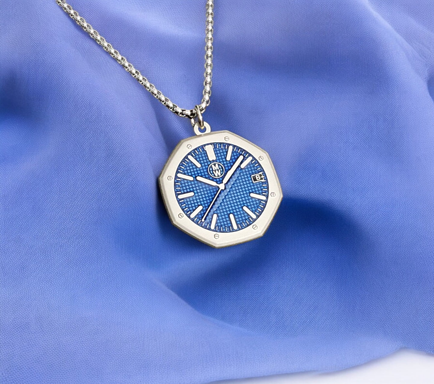 New Watch Design Necklace Pendant ROYALBLUE In Original Watchmedals Box