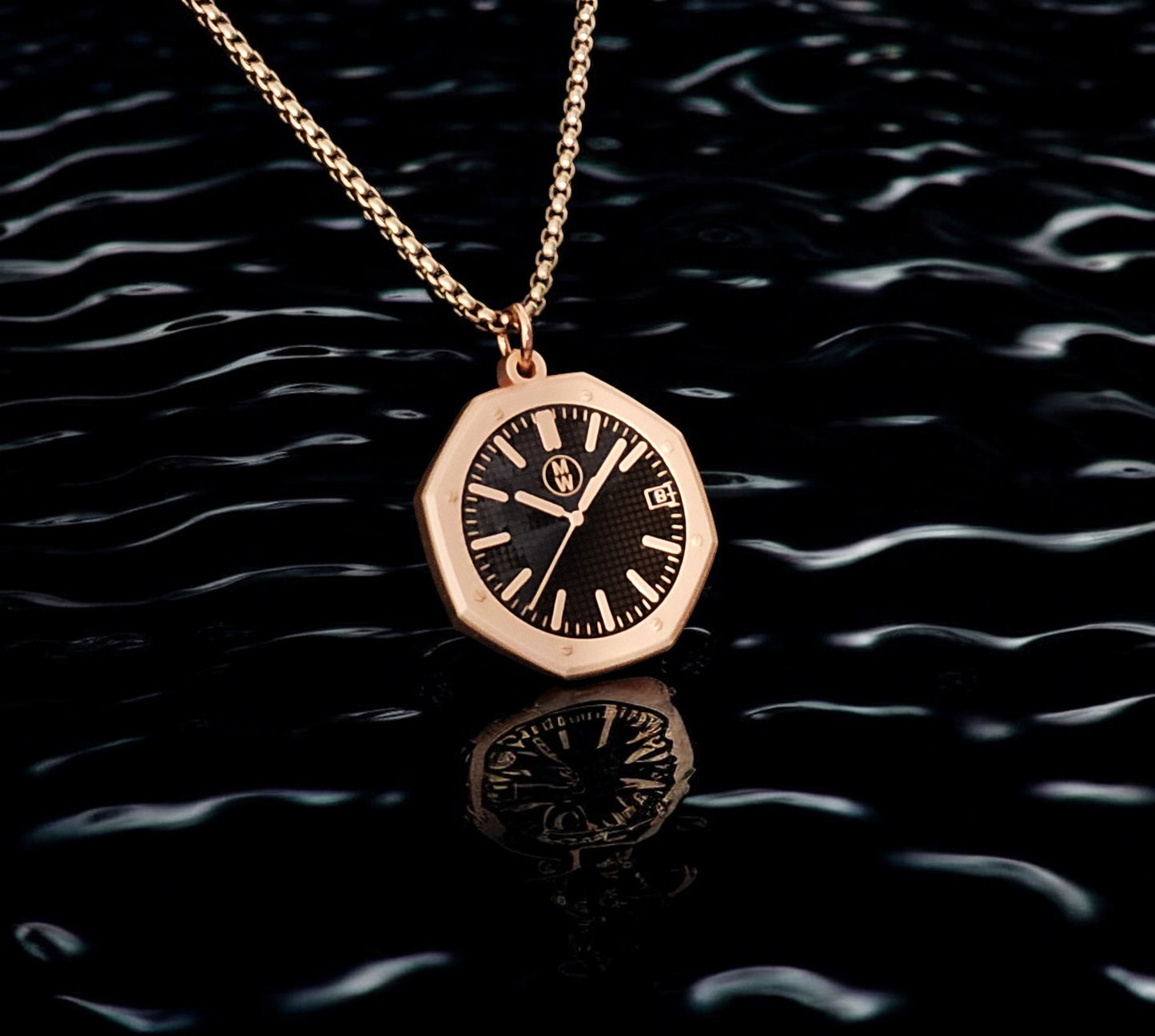 New Watch Design Necklace Pendant ROYALROSEBLACK In Original Watchmedals Box