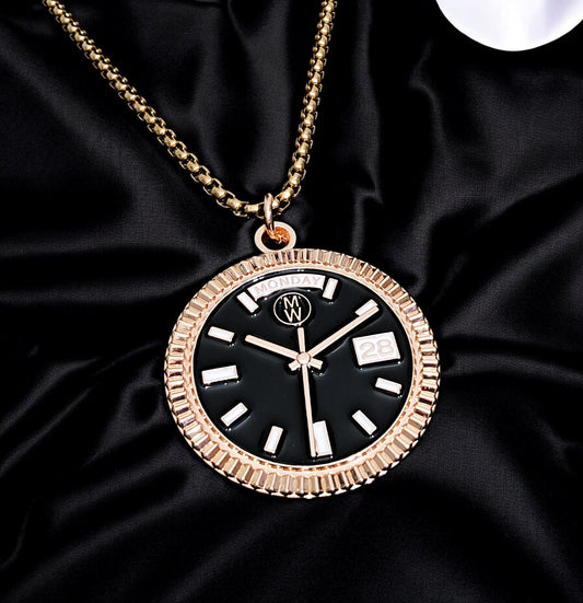 New Collection! Watchmedals PRESIDENTIAL Series Medal Necklace - Rose Gold & Black