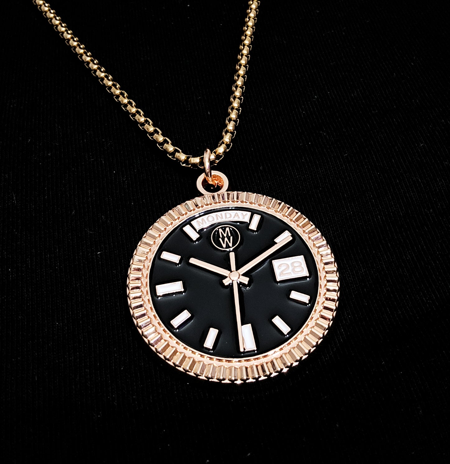 New Collection! Watchmedals PRESIDENTIAL Series Medal Necklace - Rose Gold & Black