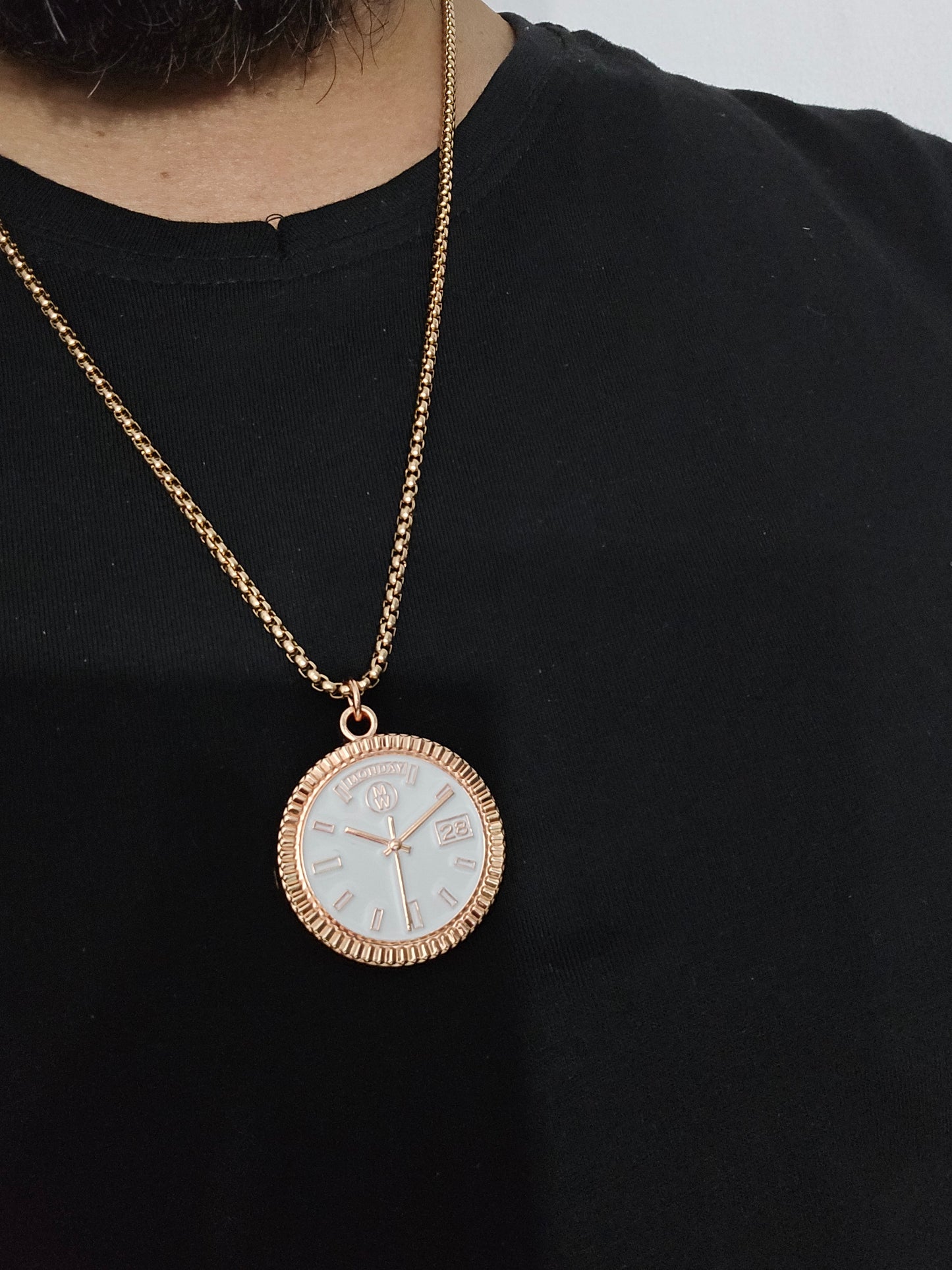 New Collection! Watchmedals PRESIDENTIAL Series Medal Necklace - Rose Gold & White