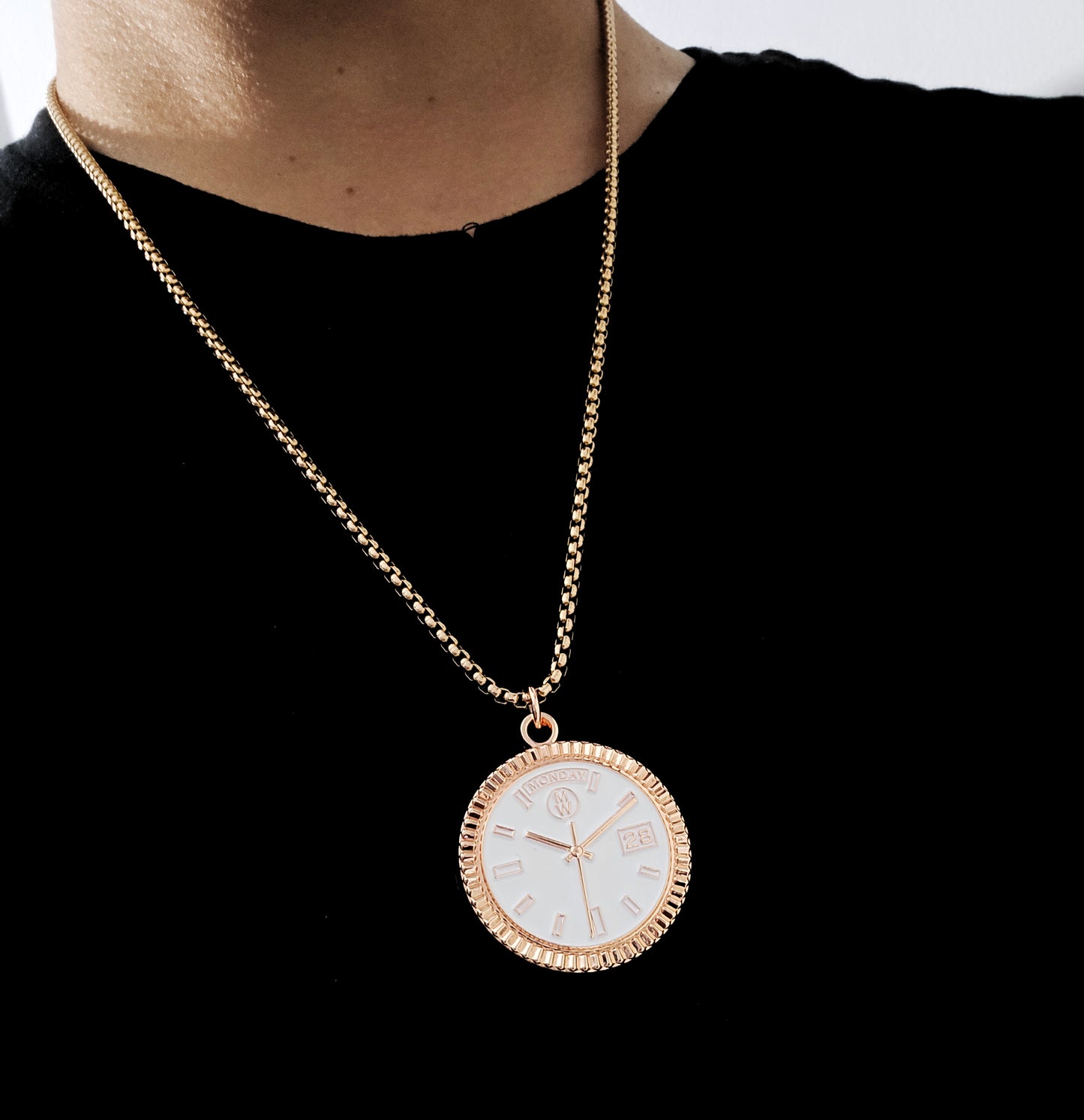 New Collection! Watchmedals PRESIDENTIAL Series Medal Necklace - Rose Gold & White