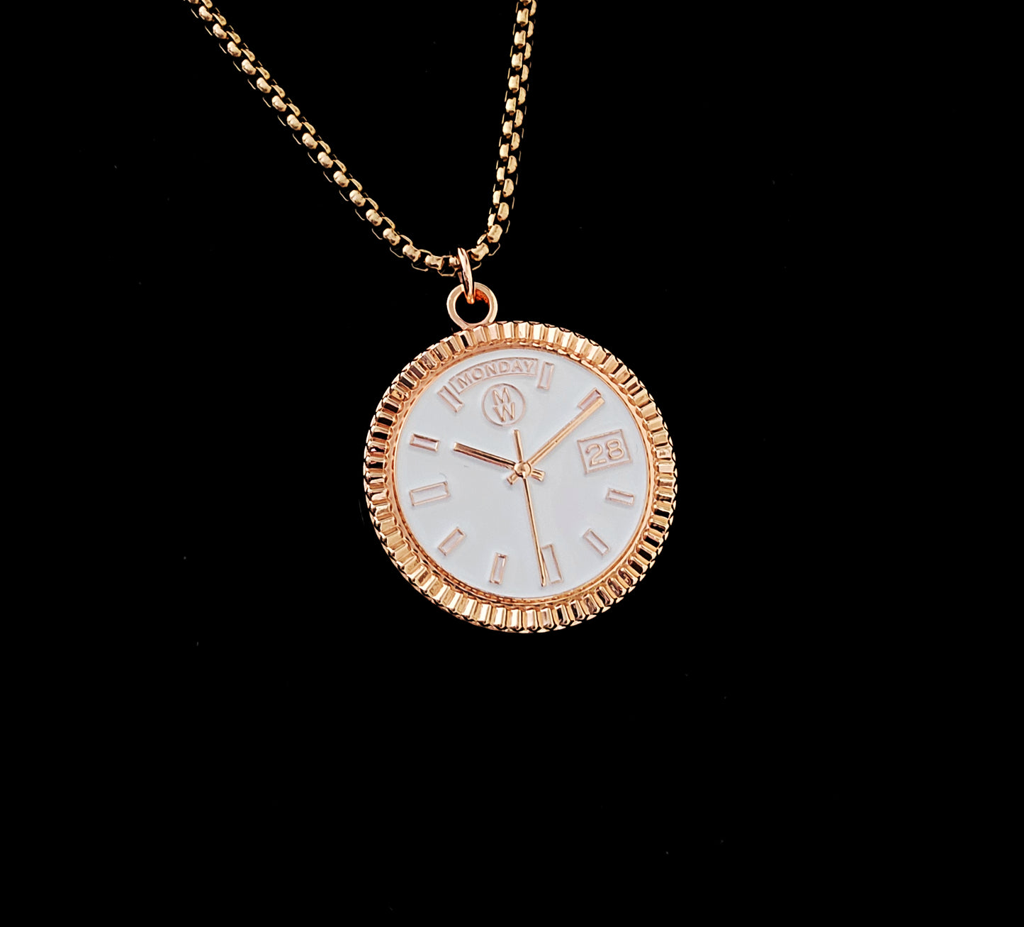 New Collection! Watchmedals PRESIDENTIAL Series Medal Necklace - Rose Gold & White