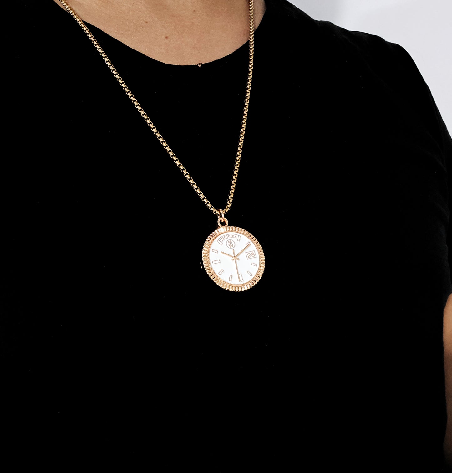 New Collection! Watchmedals PRESIDENTIAL Series Medal Necklace - Rose Gold & White