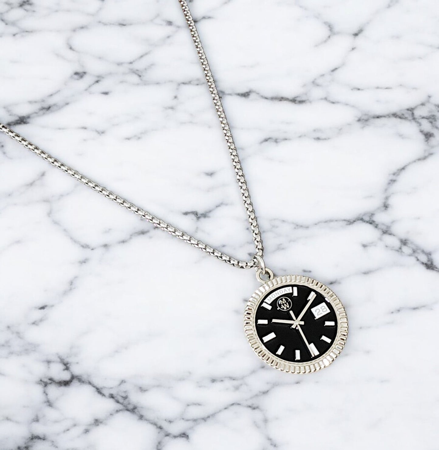 New Collection! Watchmedals PRESIDENTIAL Series Medal Necklace - Silver & Black