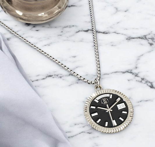 New Collection! Watchmedals PRESIDENTIAL Series Medal Necklace - Silver & Black