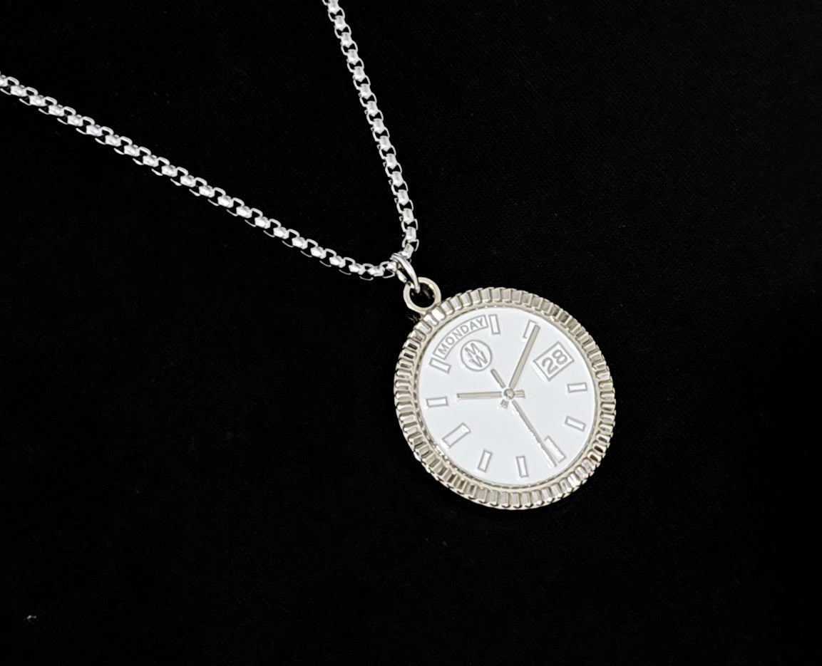 New Collection! Watchmedals PRESIDENTIAL Series Medal Necklace - Silver & White