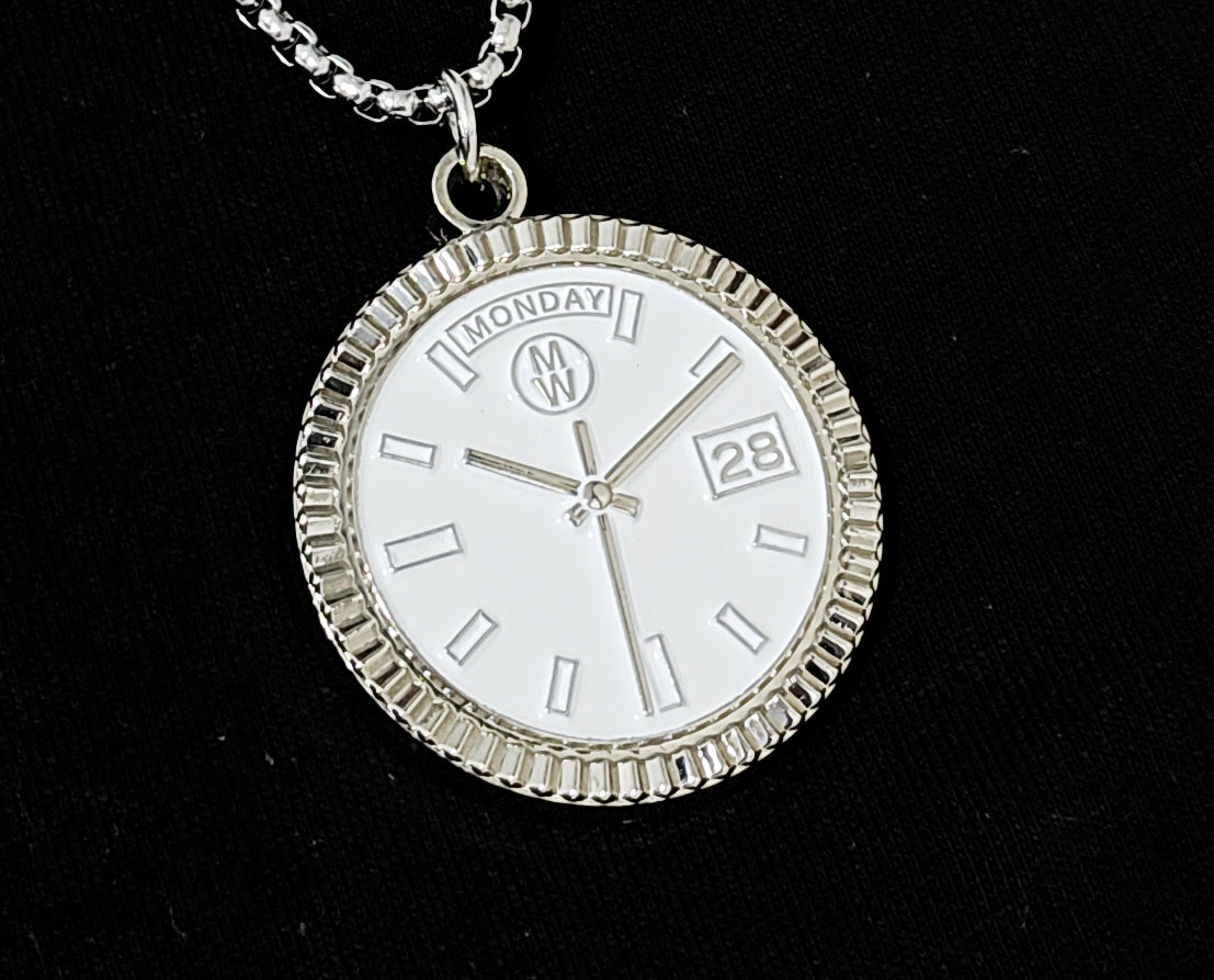 New Collection! Watchmedals PRESIDENTIAL Series Medal Necklace - Silver & White