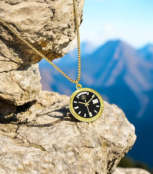 New Collection! Watchmedals PRESIDENTIAL Series Medal Necklace - Yellow Gold & Black