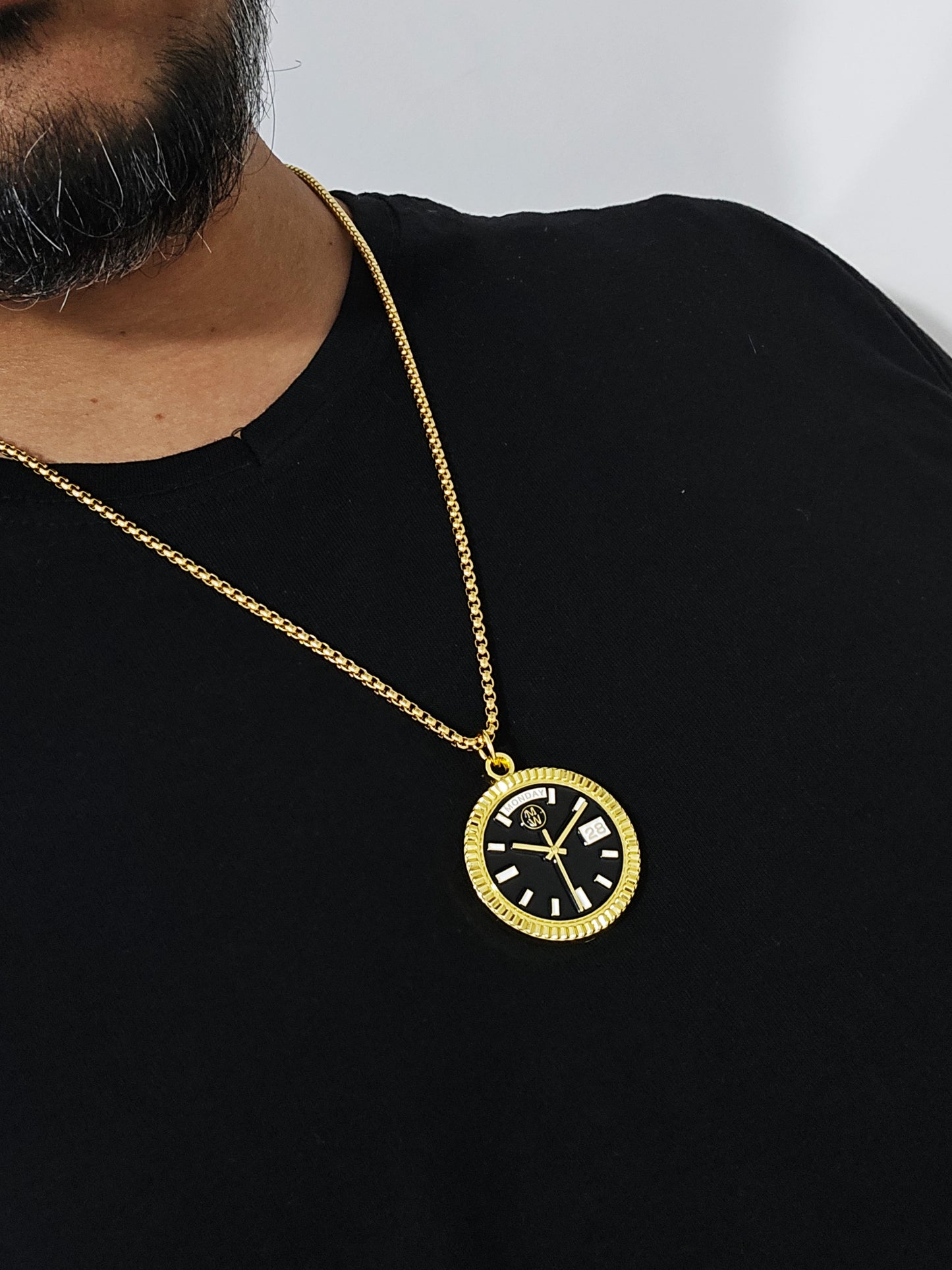 New Collection! Watchmedals PRESIDENTIAL Series Medal Necklace - Yellow Gold & Black