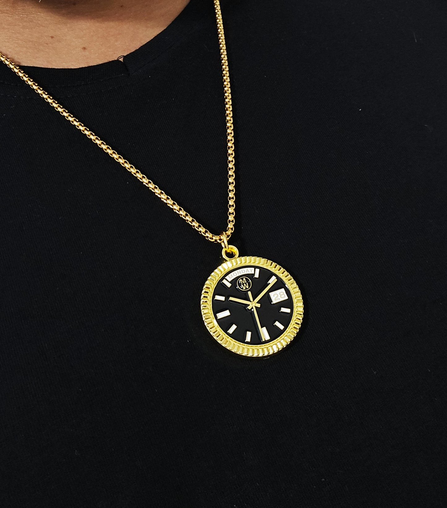 New Collection! Watchmedals PRESIDENTIAL Series Medal Necklace - Yellow Gold & Black