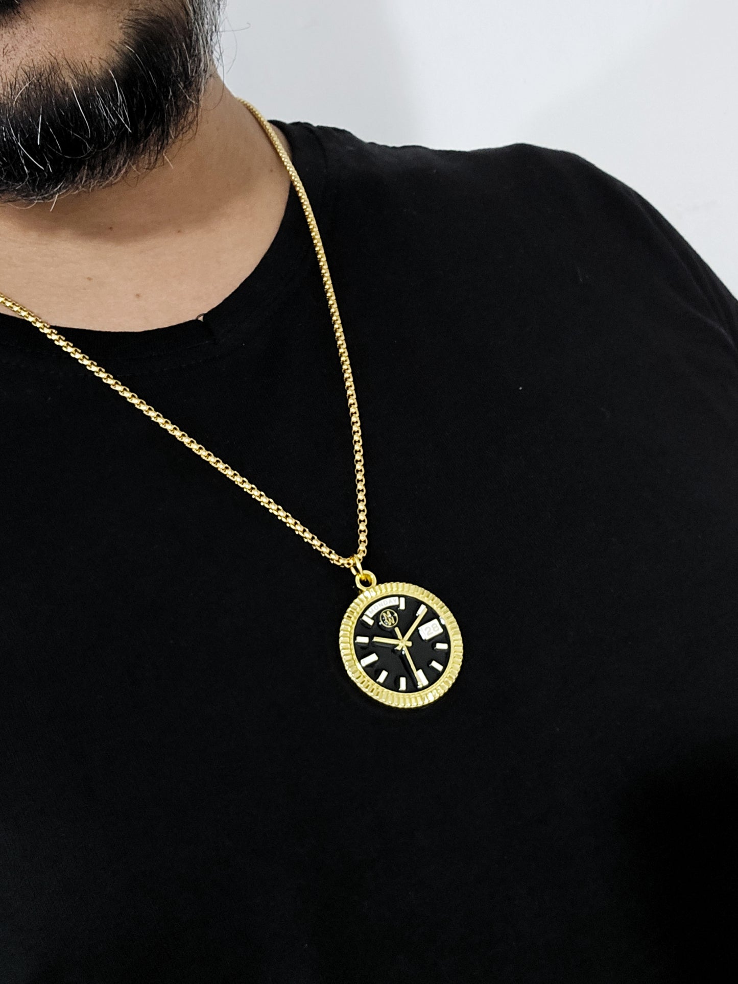 New Collection! Watchmedals PRESIDENTIAL Series Medal Necklace - Yellow Gold & Black