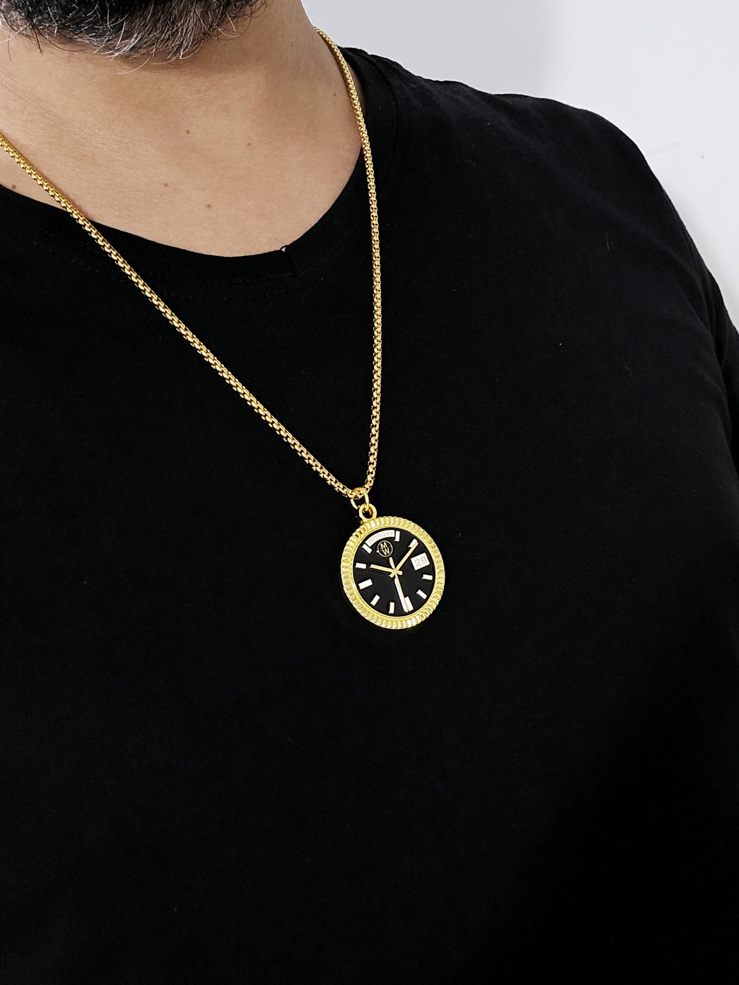 New Collection! Watchmedals PRESIDENTIAL Series Medal Necklace - Yellow Gold & Black