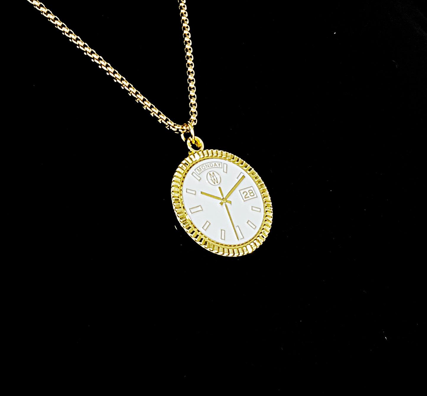 New Collection! Watchmedals PRESIDENTIAL Series Medal Necklace - Yellow Gold & White