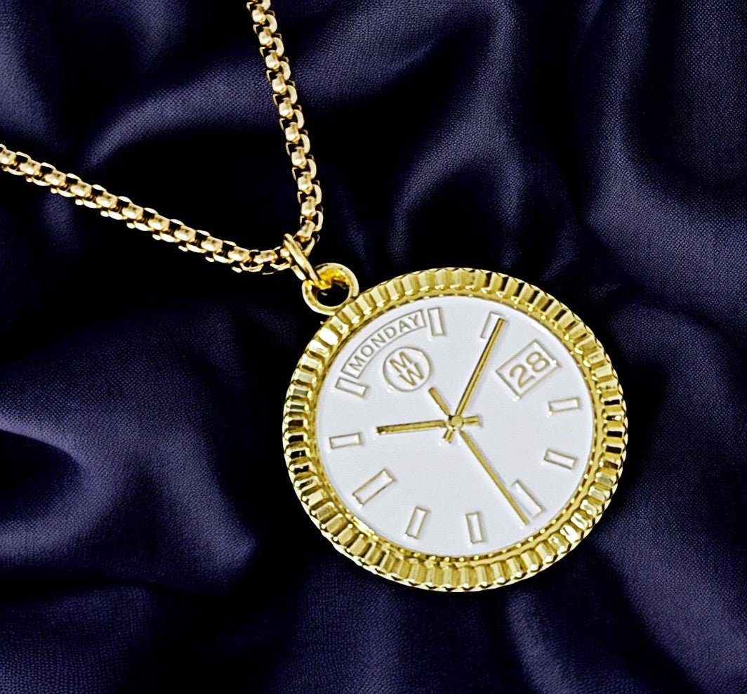 New Collection! Watchmedals PRESIDENTIAL Series Medal Necklace - Yellow Gold & White