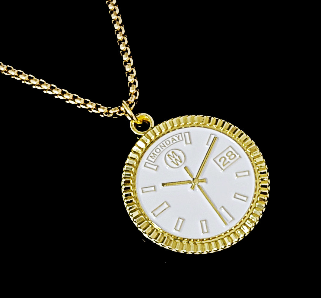 New Collection! Watchmedals PRESIDENTIAL Series Medal Necklace - Yellow Gold & White