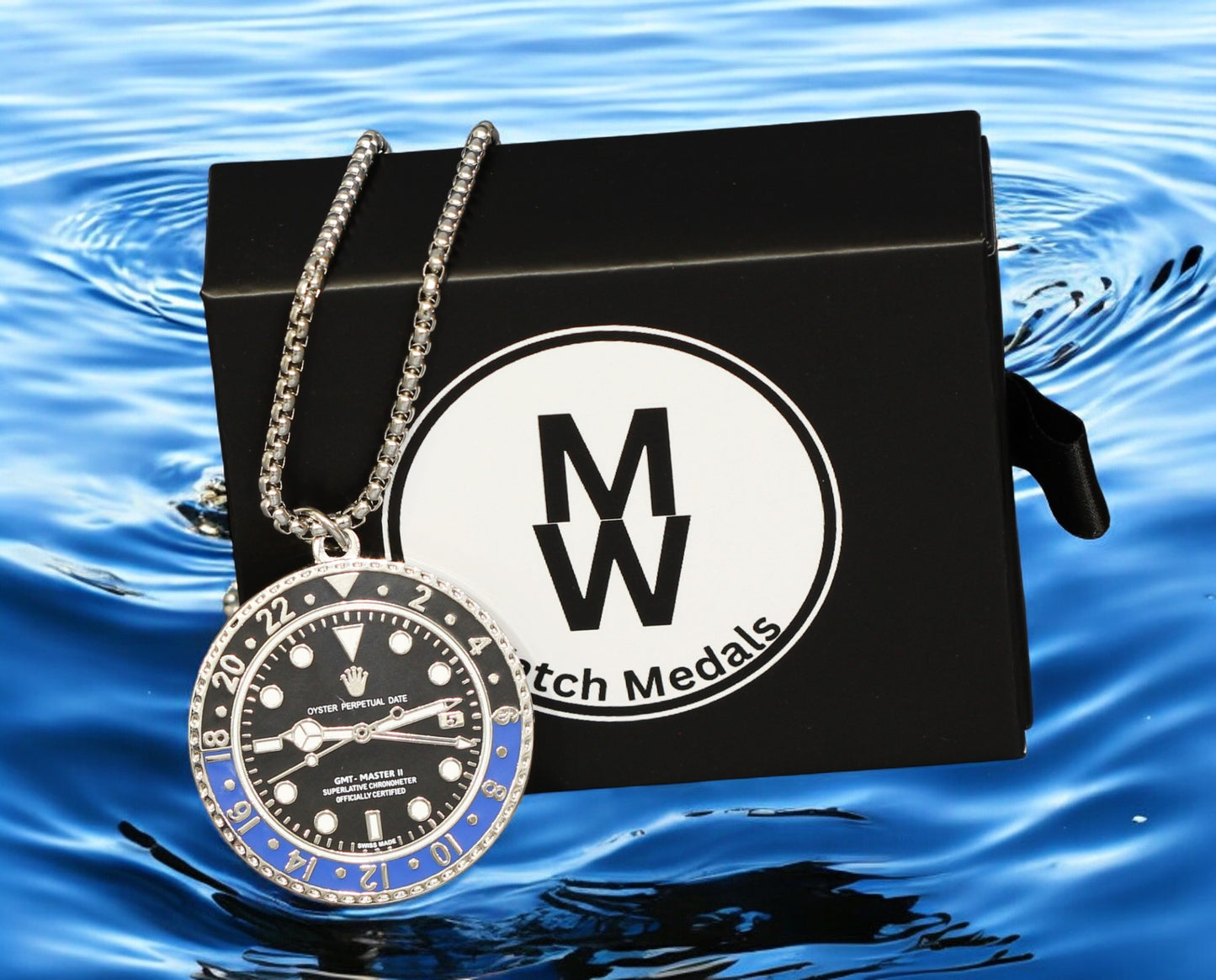 Watchmedals "BLUEMASTER" Necklace + Pendant Men's Watch Collectors Luxury Gift