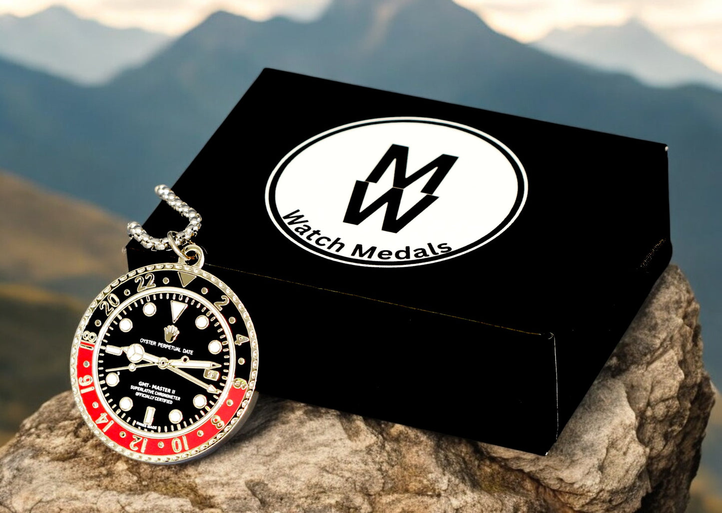 Watchmedals "BLACKMASTER" Necklace + Pendant  - Men's Watch Collectors Luxury Gift