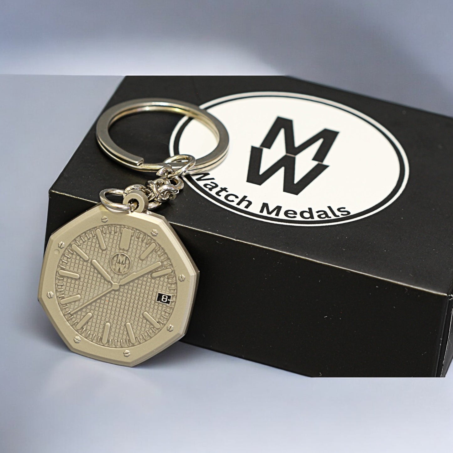 Watchmedals Official "ROYALGRAY" Men's Luxury Watch Design Keychain New In Original Box