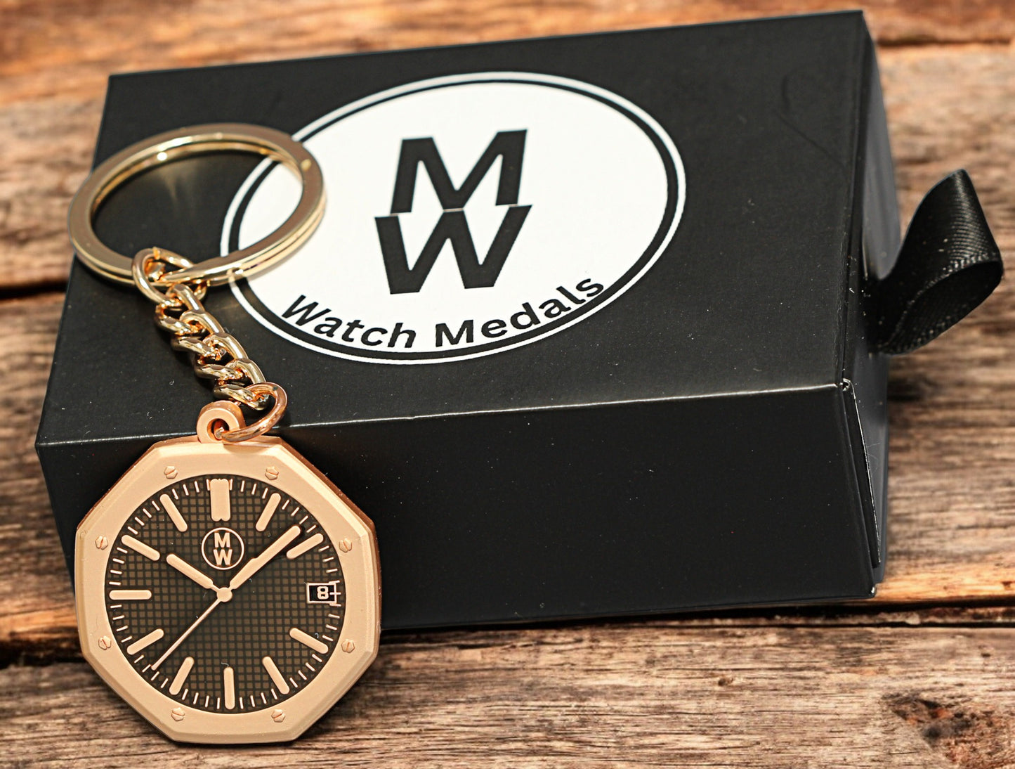 Watchmedals Official "ROSEROYALBLACK" Men's Luxury Watch Design Keychain New In Original Box