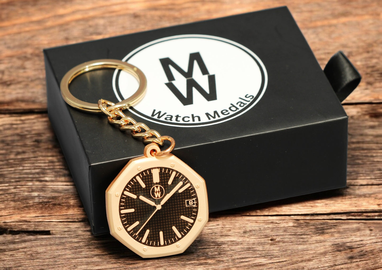 Watchmedals Official "ROSEROYALBLACK" Men's Luxury Watch Design Keychain New In Original Box