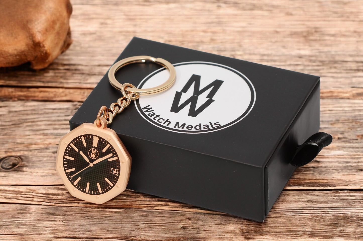 Watchmedals Official "ROSEROYALBLACK" Men's Luxury Watch Design Keychain New In Original Box