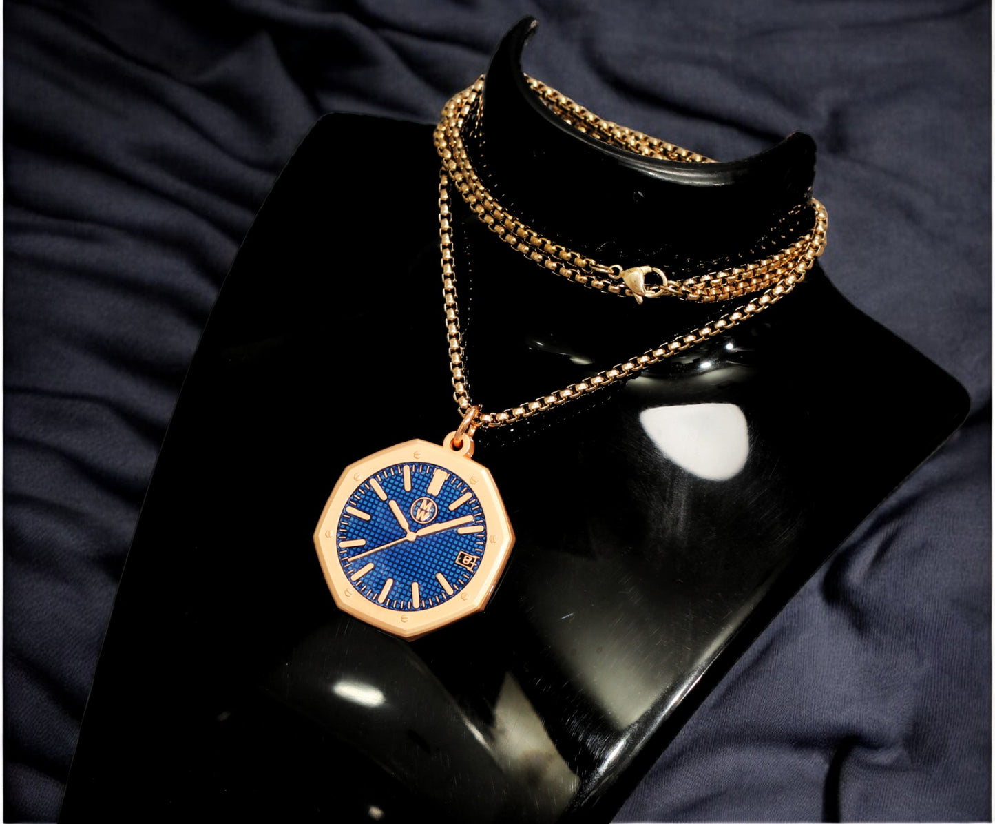 New Watch Design Necklace Pendant ROYALROSEBLUE In Original Watchmedals Box