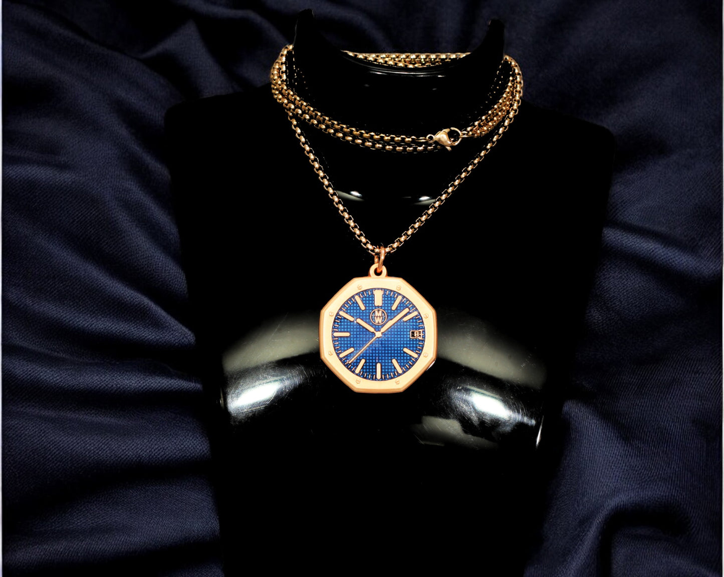 New Watch Design Necklace Pendant ROYALROSEBLUE In Original Watchmedals Box