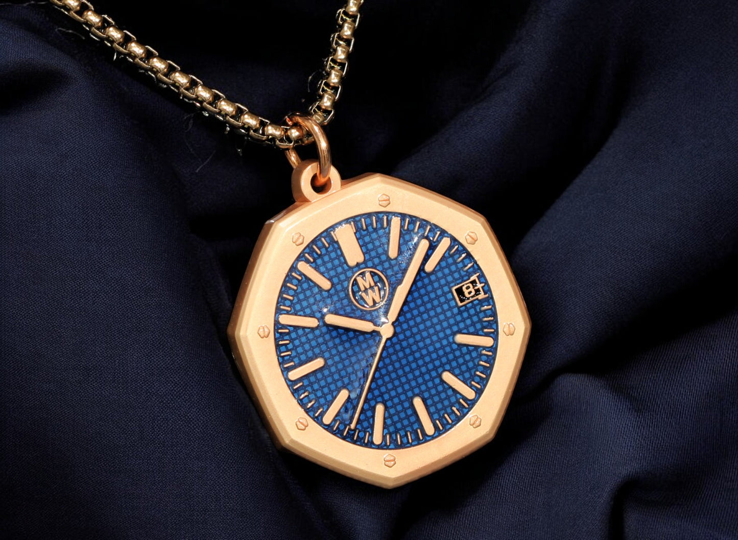 New Watch Design Necklace Pendant ROYALROSEBLUE In Original Watchmedals Box