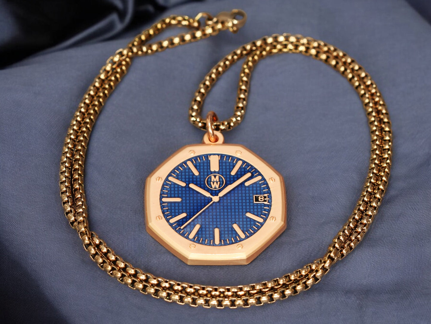 New Watch Design Necklace Pendant ROYALROSEBLUE In Original Watchmedals Box