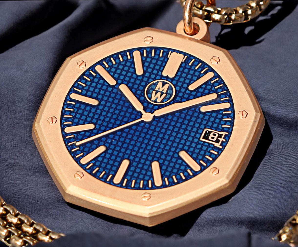 New Watch Design Necklace Pendant ROYALROSEBLUE In Original Watchmedals Box