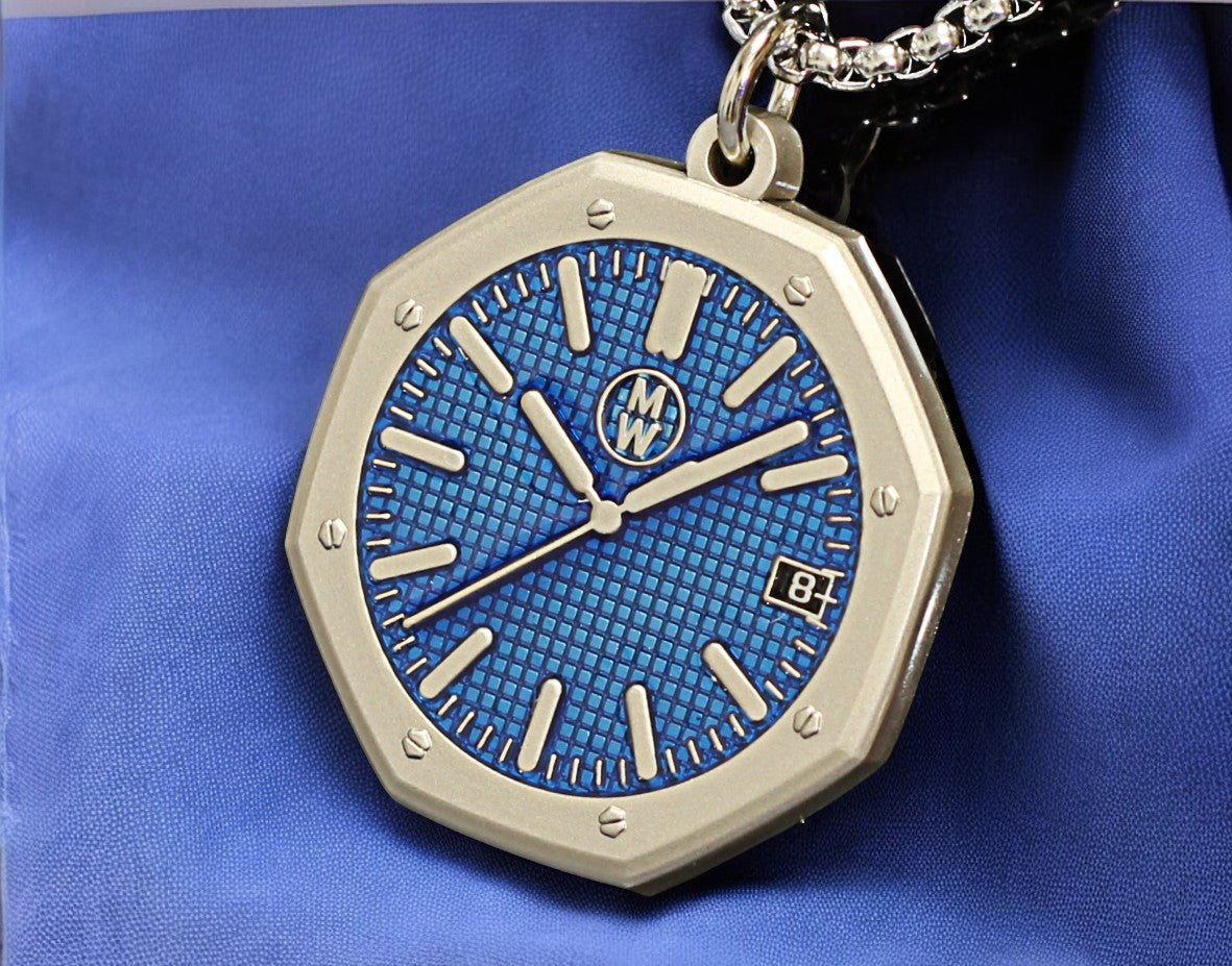 New Watch Design Necklace Pendant ROYALBLUE In Original Watchmedals Box