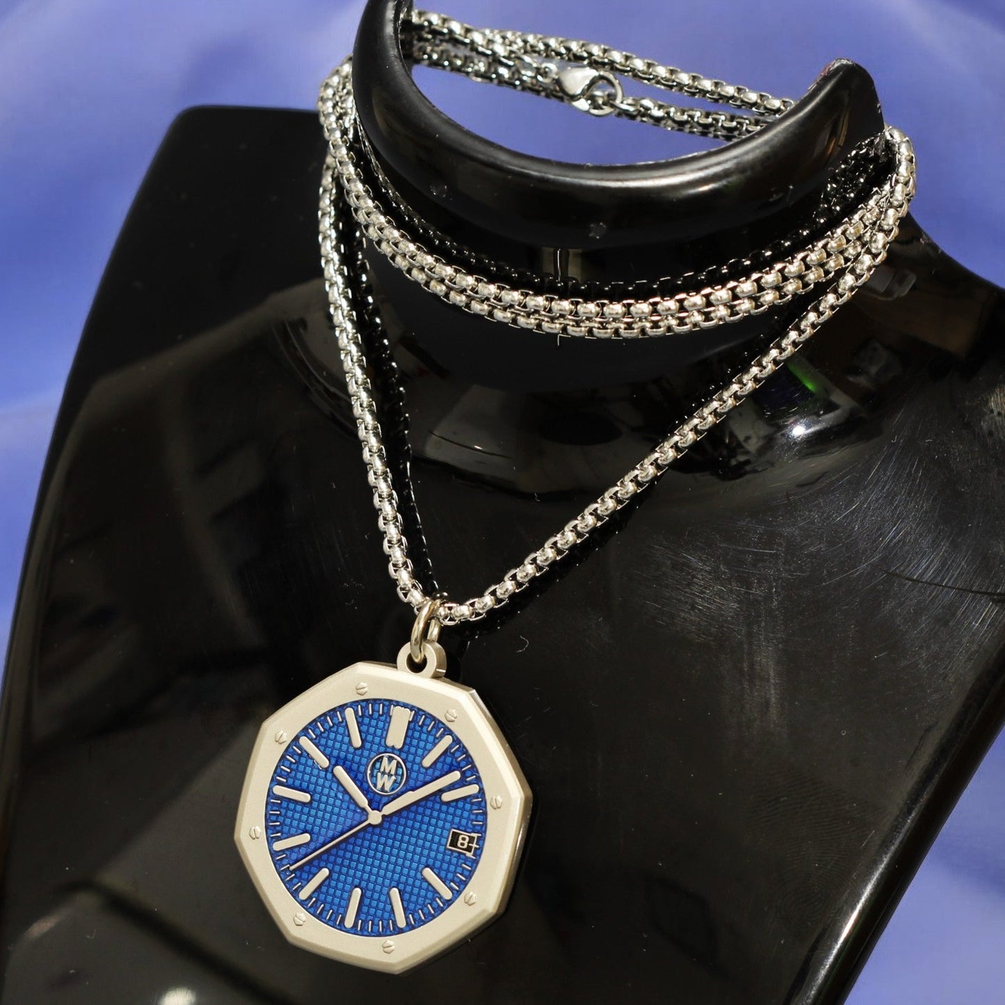 New Watch Design Necklace Pendant ROYALBLUE In Original Watchmedals Box