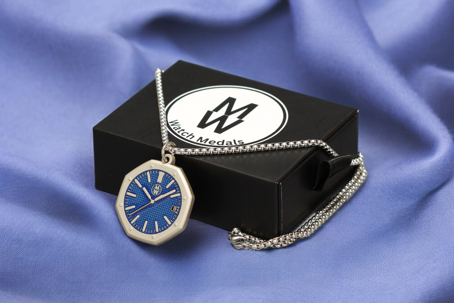 New Watch Design Necklace Pendant ROYALBLUE In Original Watchmedals Box