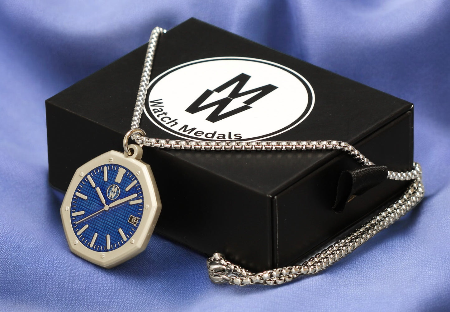 New Watch Design Necklace Pendant ROYALBLUE In Original Watchmedals Box