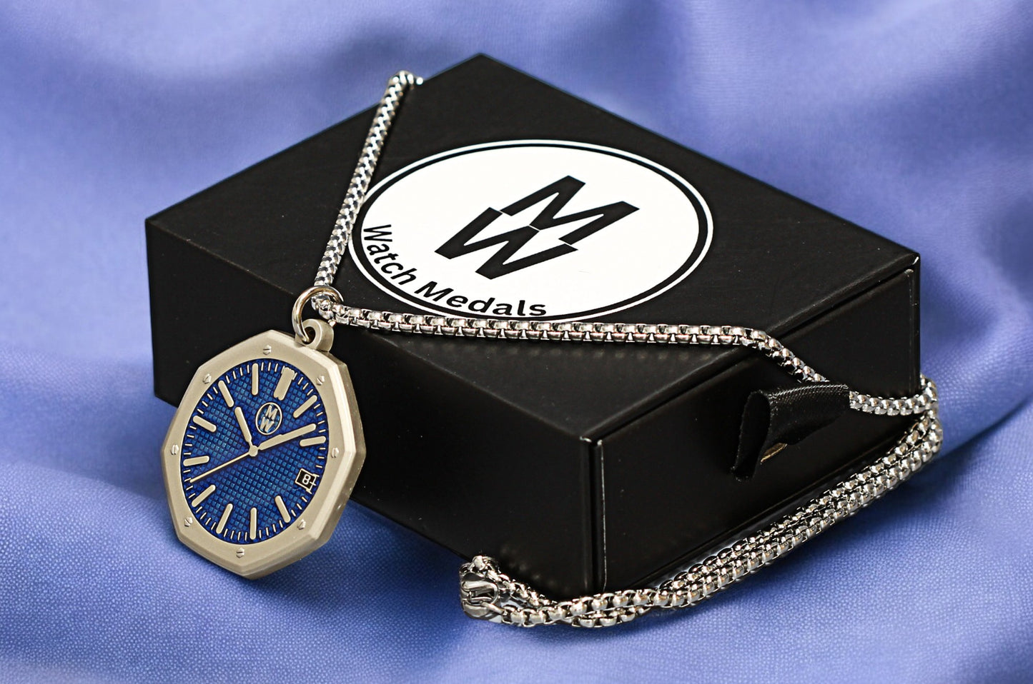 New Watch Design Necklace Pendant ROYALBLUE In Original Watchmedals Box