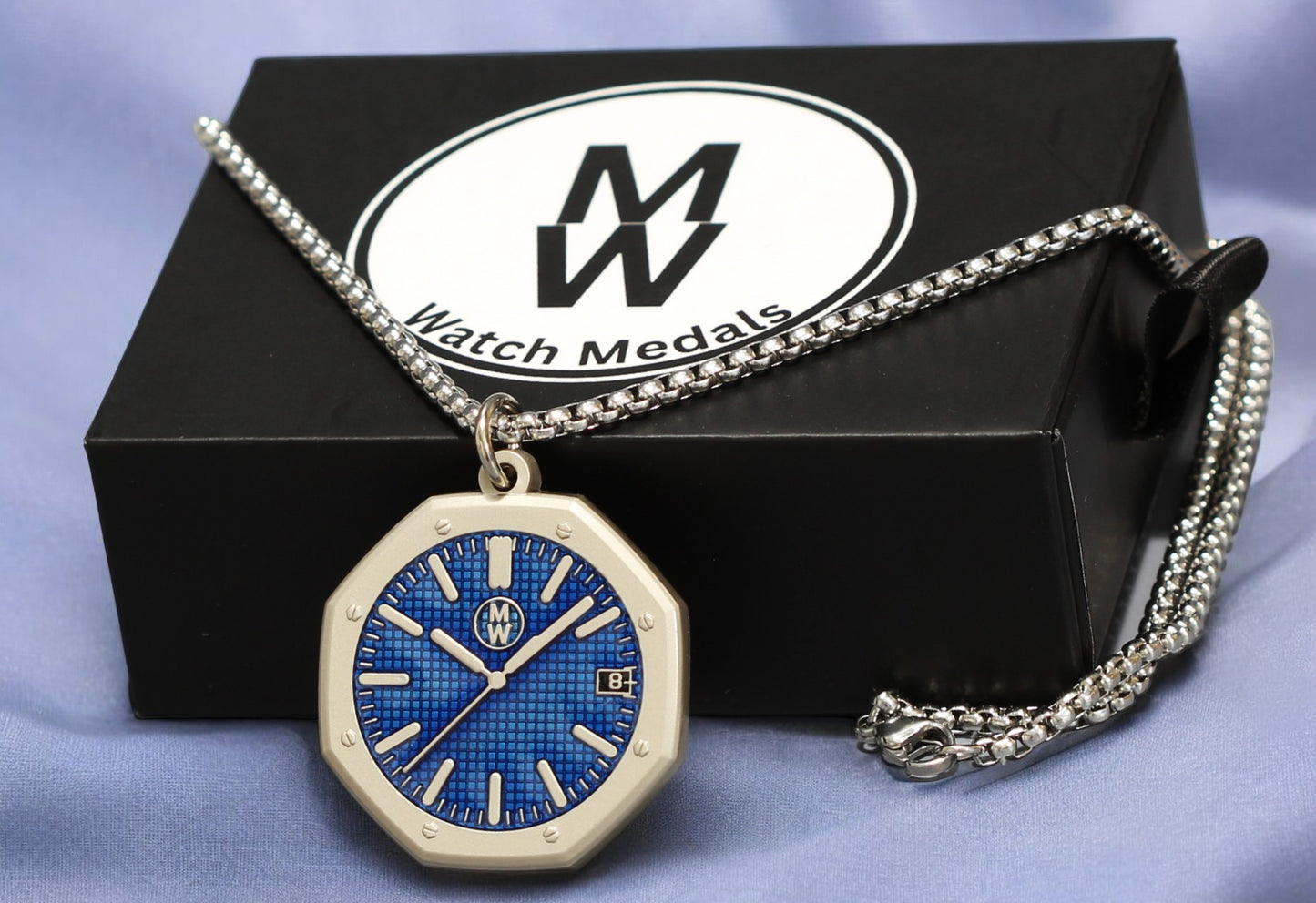 New Watch Design Necklace Pendant ROYALBLUE In Original Watchmedals Box