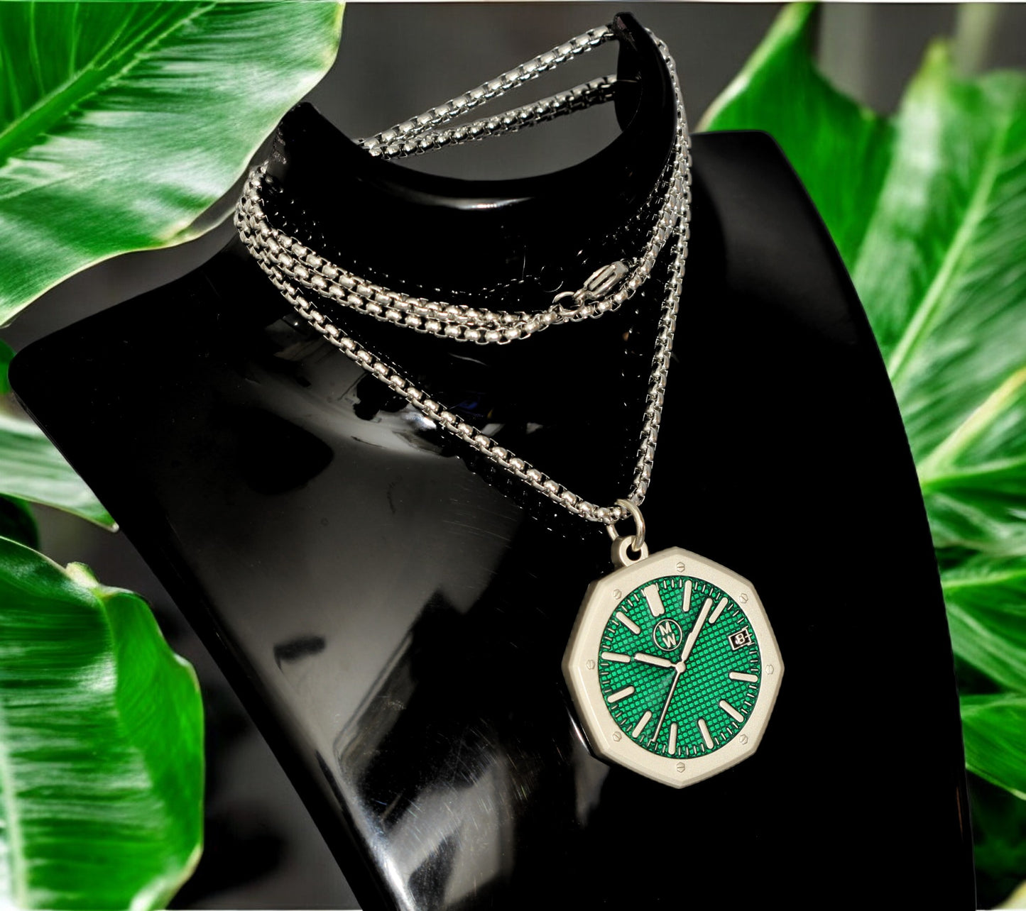 New Watch Design Necklace Pendant ROYALGREEN In Original Watchmedals Box