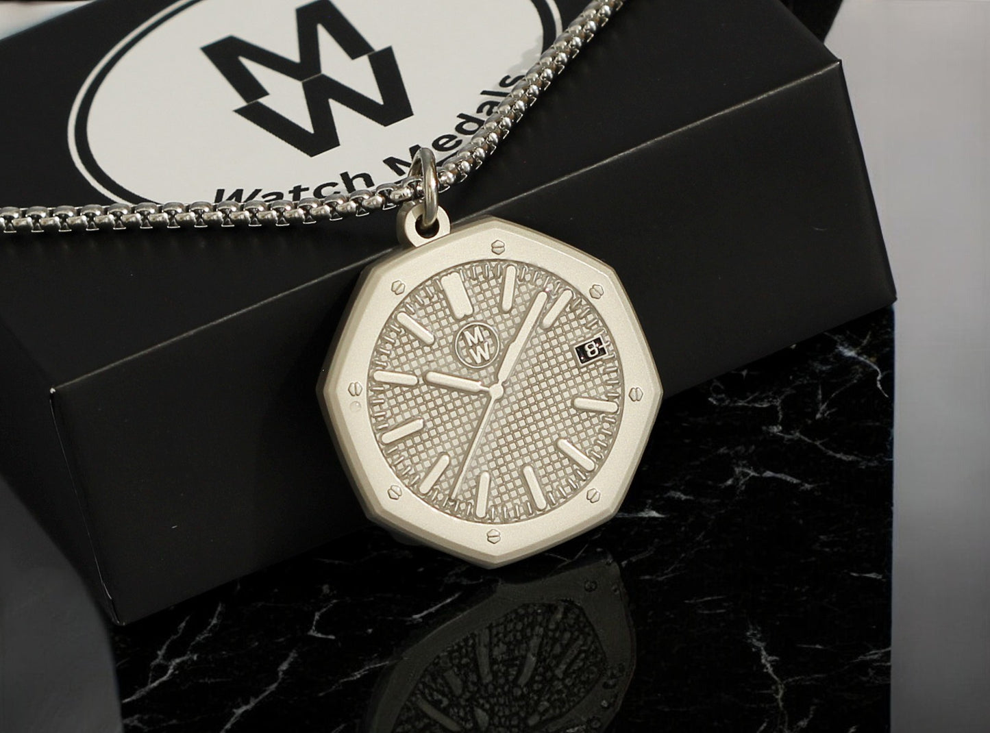 New Watch Design Necklace Pendant ROYALGRAY In Original Watchmedals Box