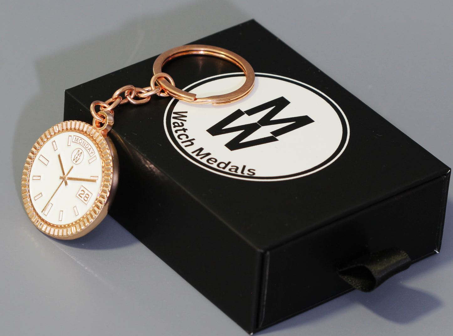 New Collection! Watchmedals PRESIDENTIAL Series Keychain - Rose Gold & White