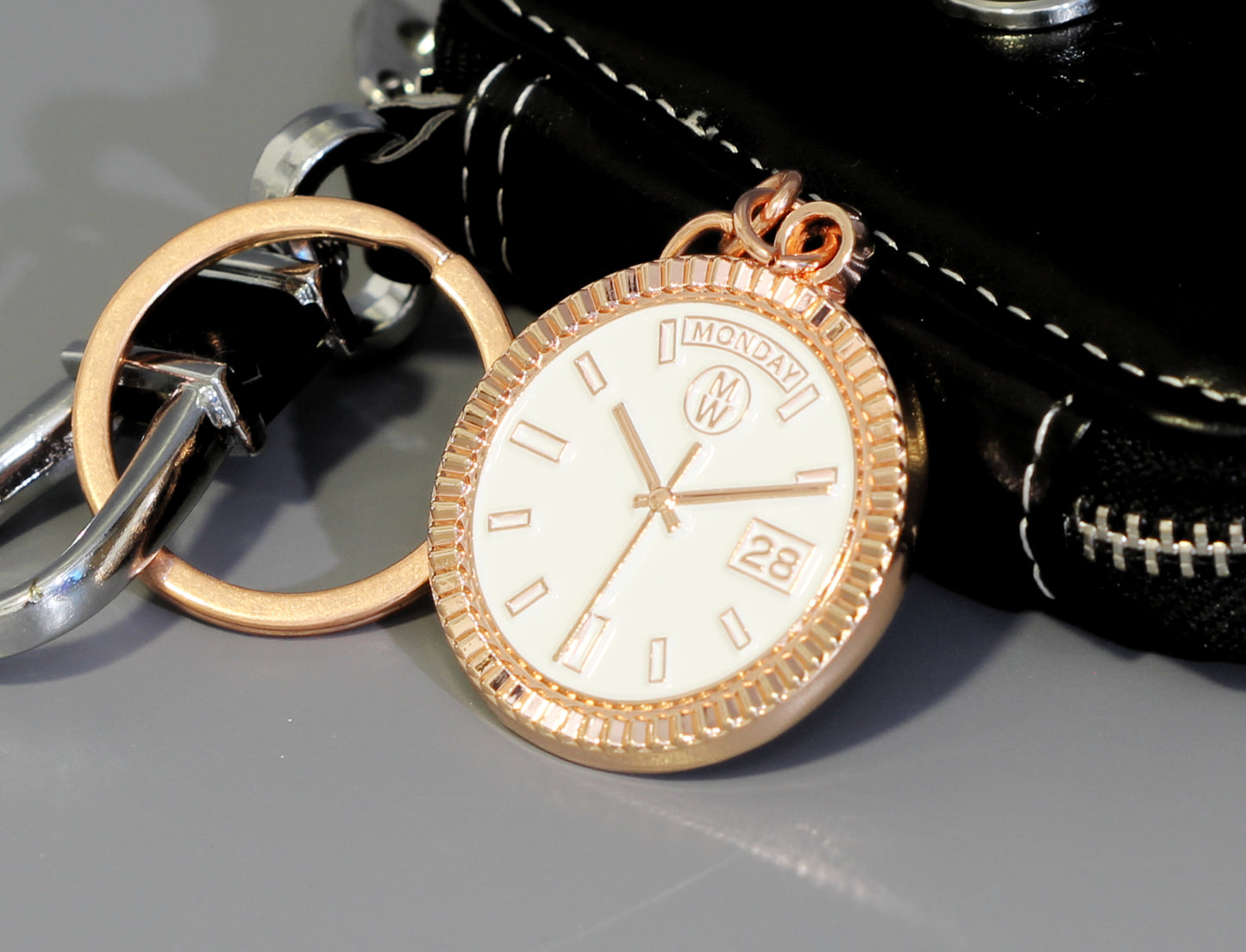 New Collection! Watchmedals PRESIDENTIAL Series Keychain - Rose Gold & White